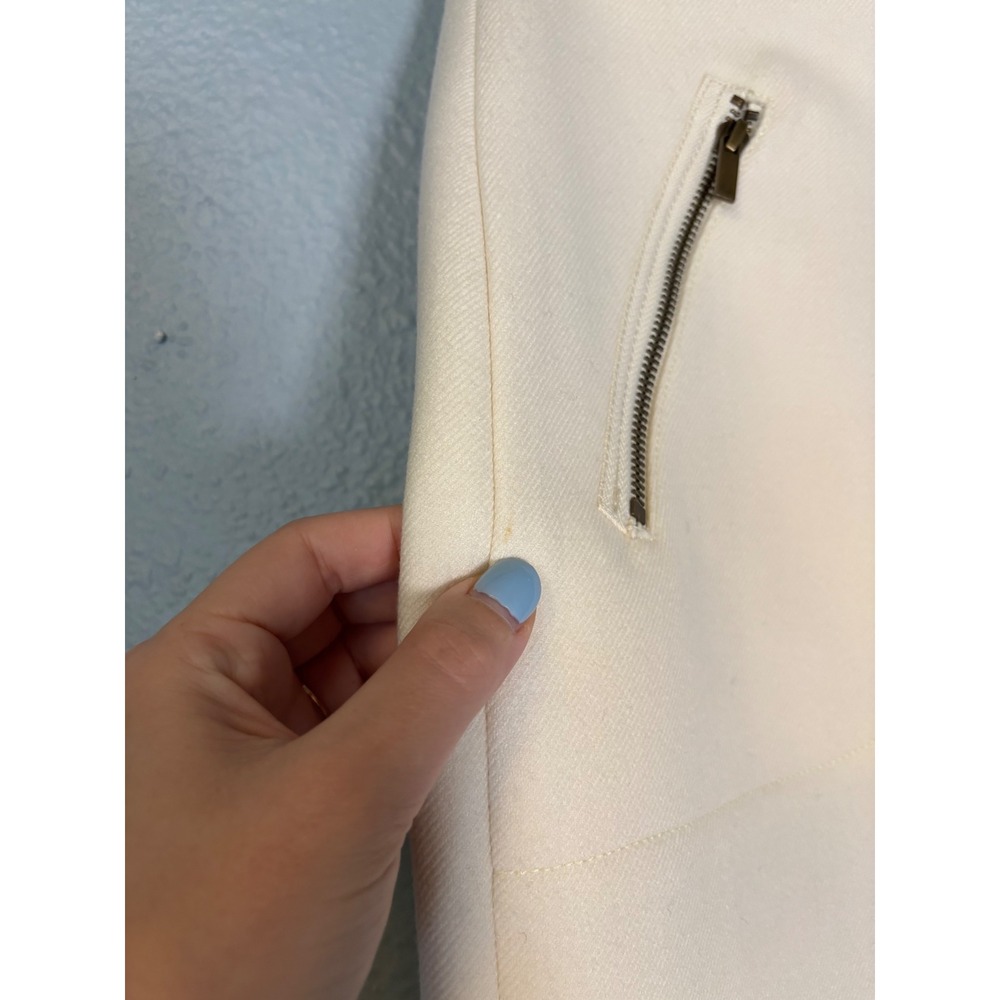 NWT J.Crew Womens Ivory Wool Asymmetric Zip Pencil Skirt Size 4 - Picture 6 of 8